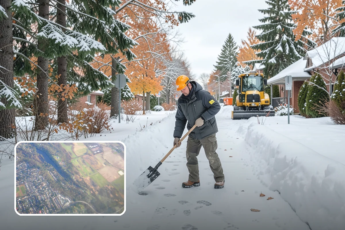 Auto Repair Shop Snow Removal in Algona, King County, WA - Bay aprons and drive lanes cleared for vehicle access