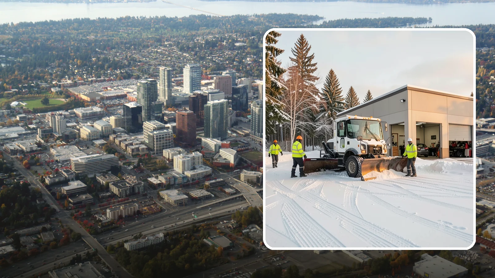 Auto Repair Shop Snow Removal in Bellevue, King County, WA - We keep your bay approaches, customer parking, and lot clear so vehicles can get in and out of the shop the moment the snow stops.