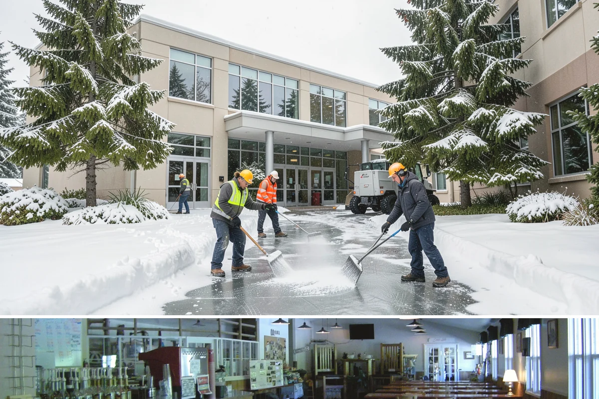 Auto Repair Shop Snow Removal in Black Diamond, King County, WA - Repair shops need clearing December through February when lowland aprons ice over on cold nights.