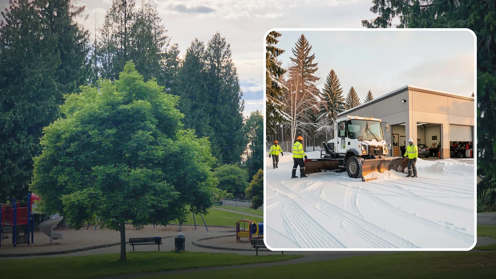 Auto Repair Shop Snow Removal in Bonney Lake, Pierce County, WA - We keep your bay approaches, customer parking, and lot clear so vehicles can get in and out of the shop the moment the snow stops.