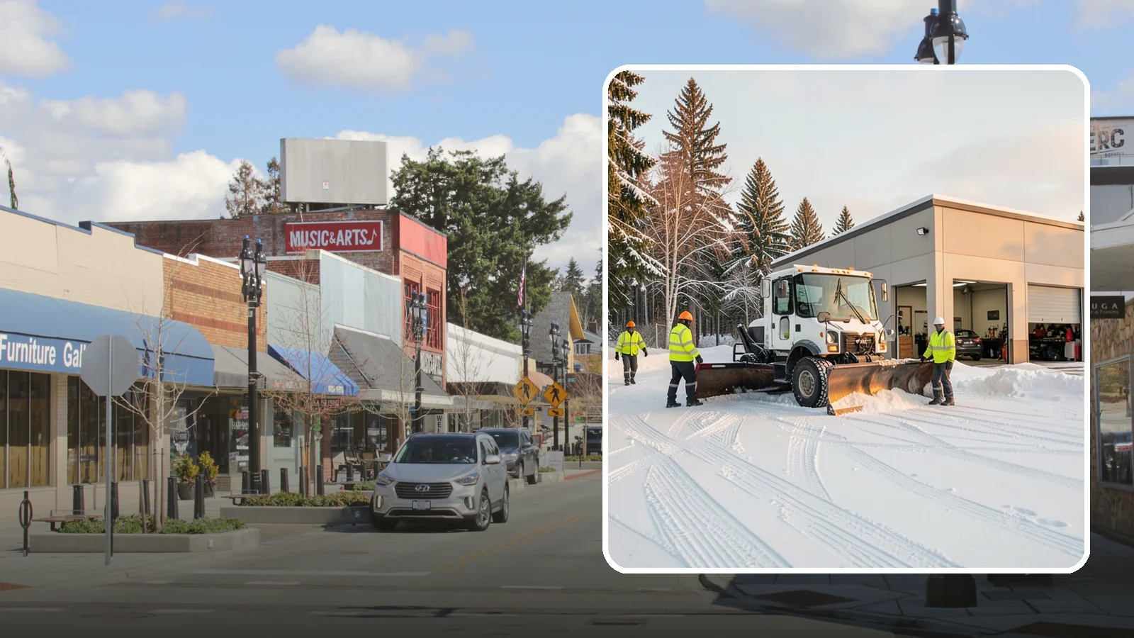 Auto Repair Shop Snow Removal in Bothell, King County, WA - We keep your bay approaches, customer parking, and lot clear so vehicles can get in and out of the shop the moment the snow stops.
