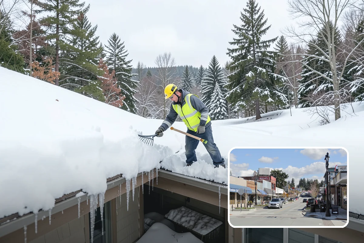 Auto Repair Shop Snow Removal in Bothell, King County, WA - Bay aprons and drive lanes cleared for vehicle access