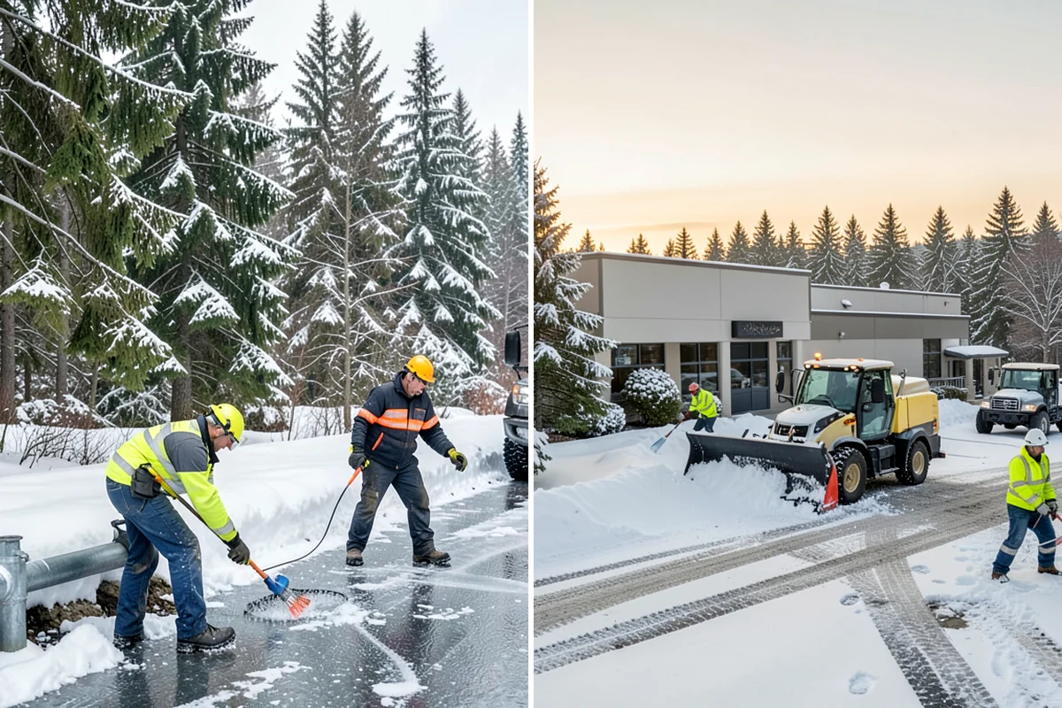 Auto Repair Shop Snow Removal in Clyde Hill, King County, WA - Map bay aprons, drive lanes, and customer parking