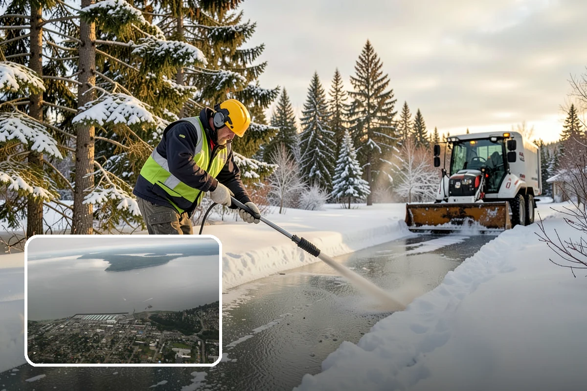 Auto Repair Shop Snow Removal in Des Moines, King County, WA - Bay aprons and drive lanes cleared for vehicle access