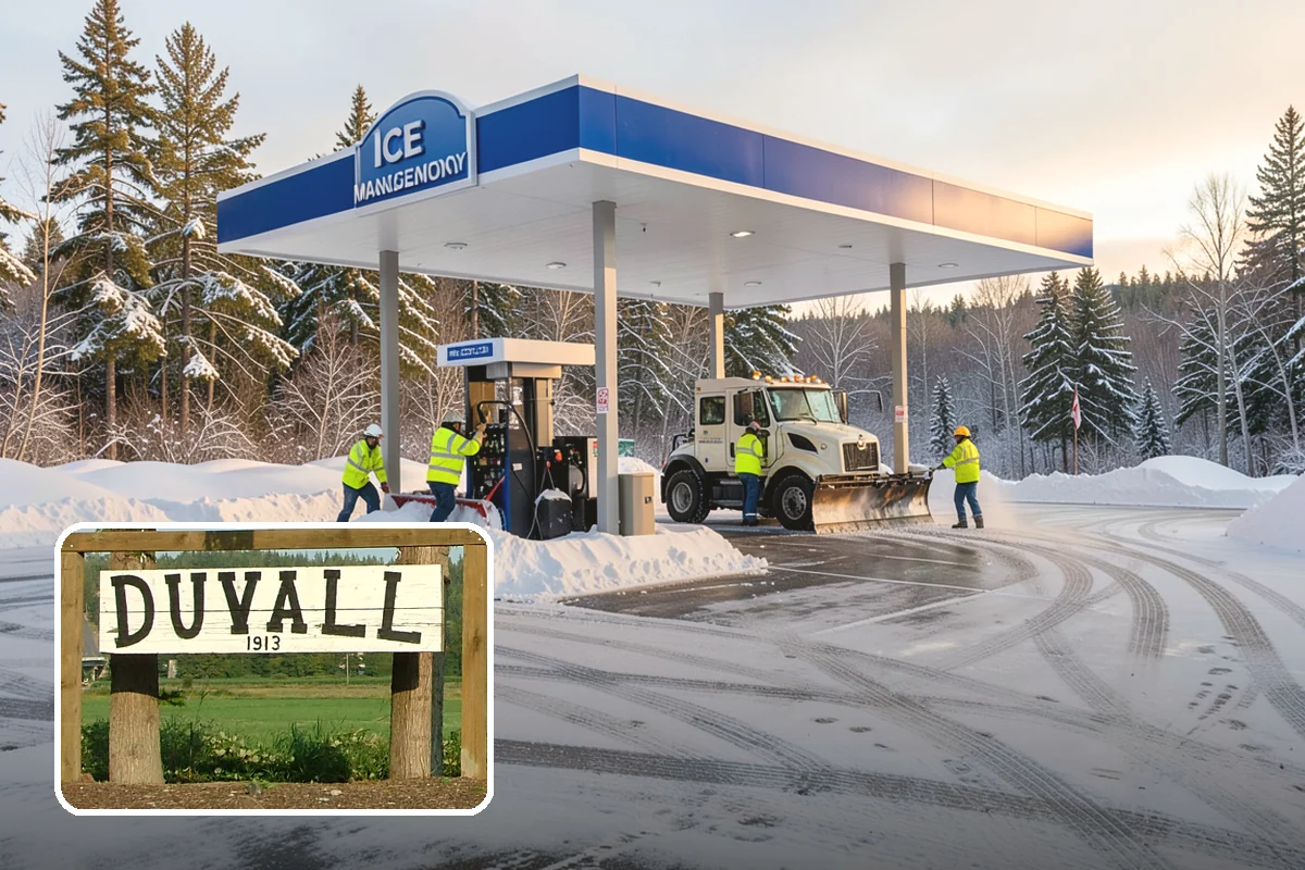 Auto Repair Shop Snow Removal in Duvall, King County, WA - Bay aprons and drive lanes cleared for vehicle access