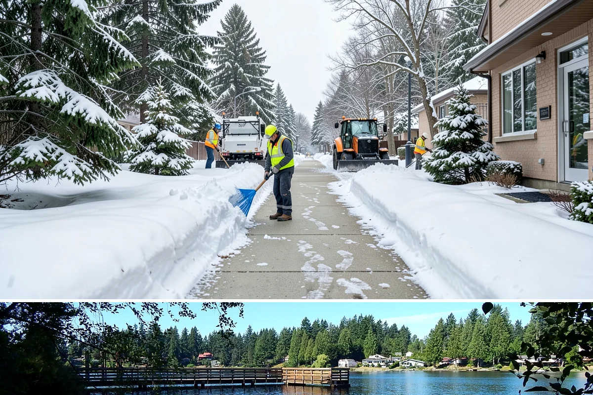 Auto Repair Shop Snow Removal in Federal Way, King County, WA - Repair shops need clearing December through February when lowland aprons ice over on cold nights.
