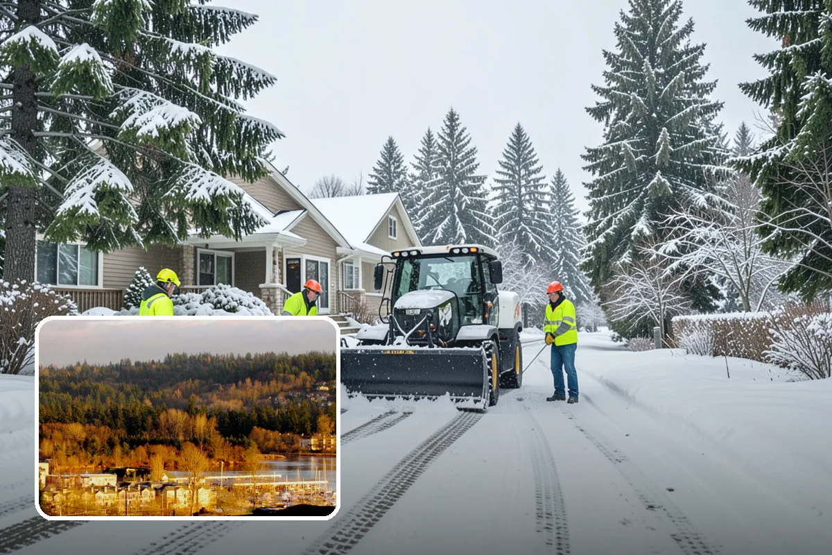 Auto Repair Shop Snow Removal in Kenmore, King County, WA - Bay aprons and drive lanes cleared for vehicle access