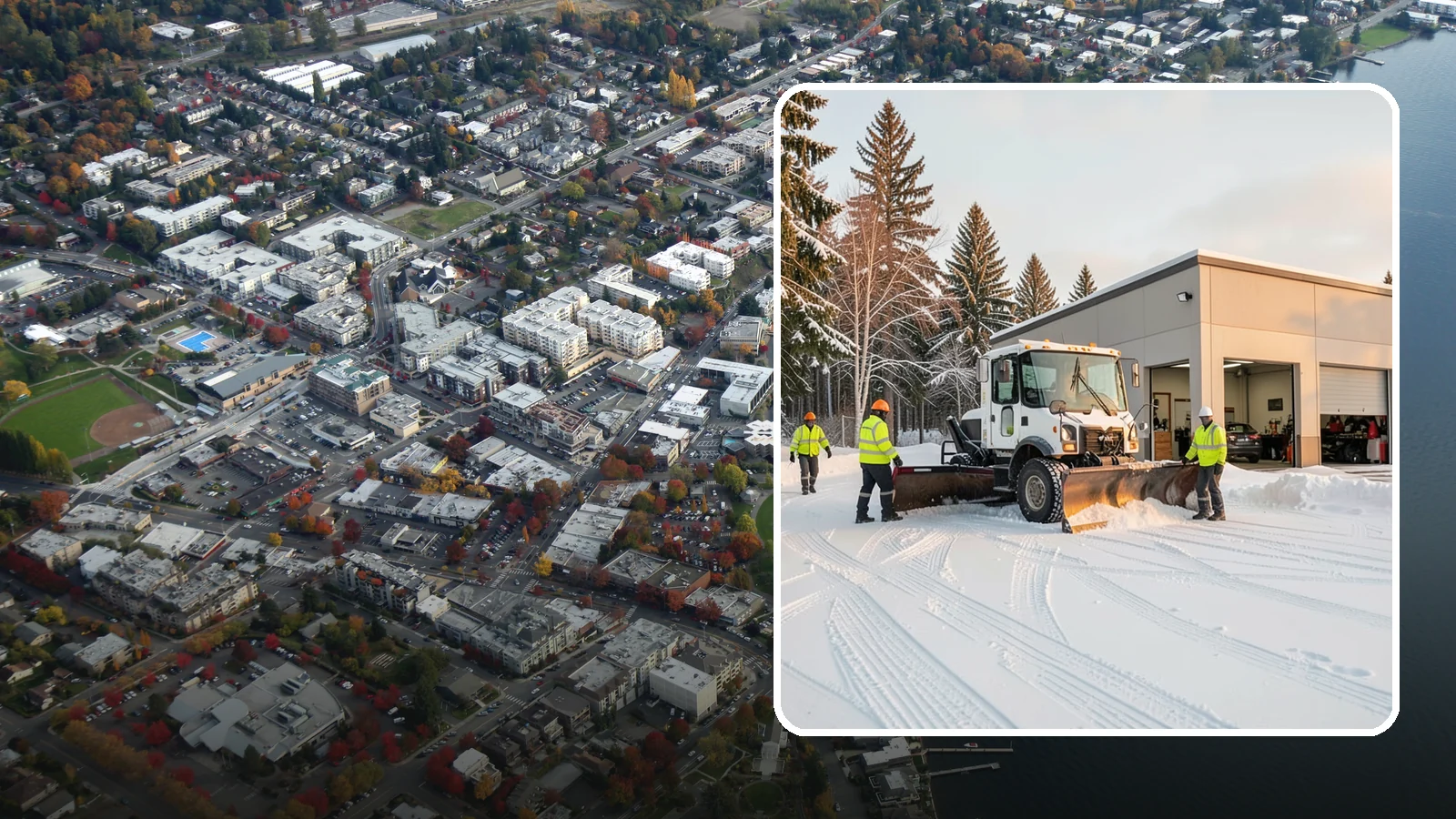 Auto Repair Shop Snow Removal in Kirkland, King County, WA - We keep your bay approaches, customer parking, and lot clear so vehicles can get in and out of the shop the moment the snow stops.