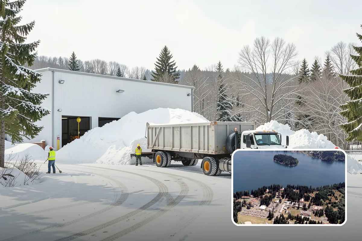 Auto Repair Shop Snow Removal in Lakewood, Pierce County, WA - Bay aprons and drive lanes cleared for vehicle access