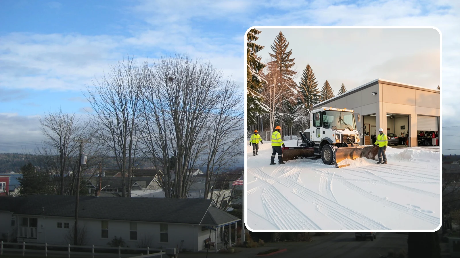 Auto Repair Shop Snow Removal in Langley, Island County, WA - We keep your bay approaches, customer parking, and lot clear so vehicles can get in and out of the shop the moment the snow stops.