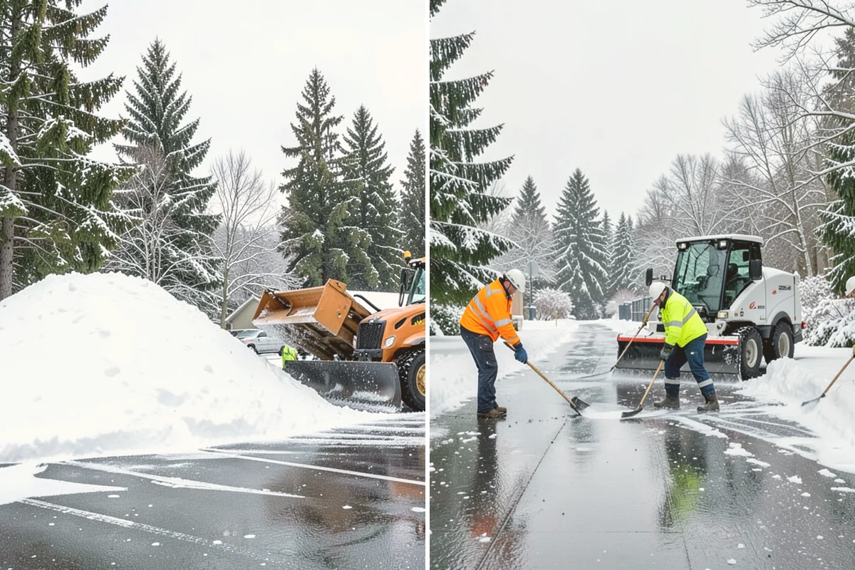 Auto Repair Shop Snow Removal in Langley, Island County, WA - Map bay aprons, drive lanes, and customer parking