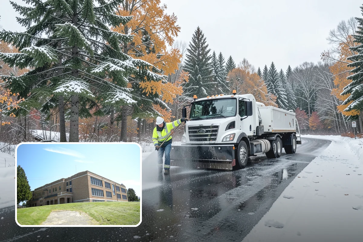 Auto Repair Shop Snow Removal in Maple Valley, King County, WA - Bay aprons and drive lanes cleared for vehicle access