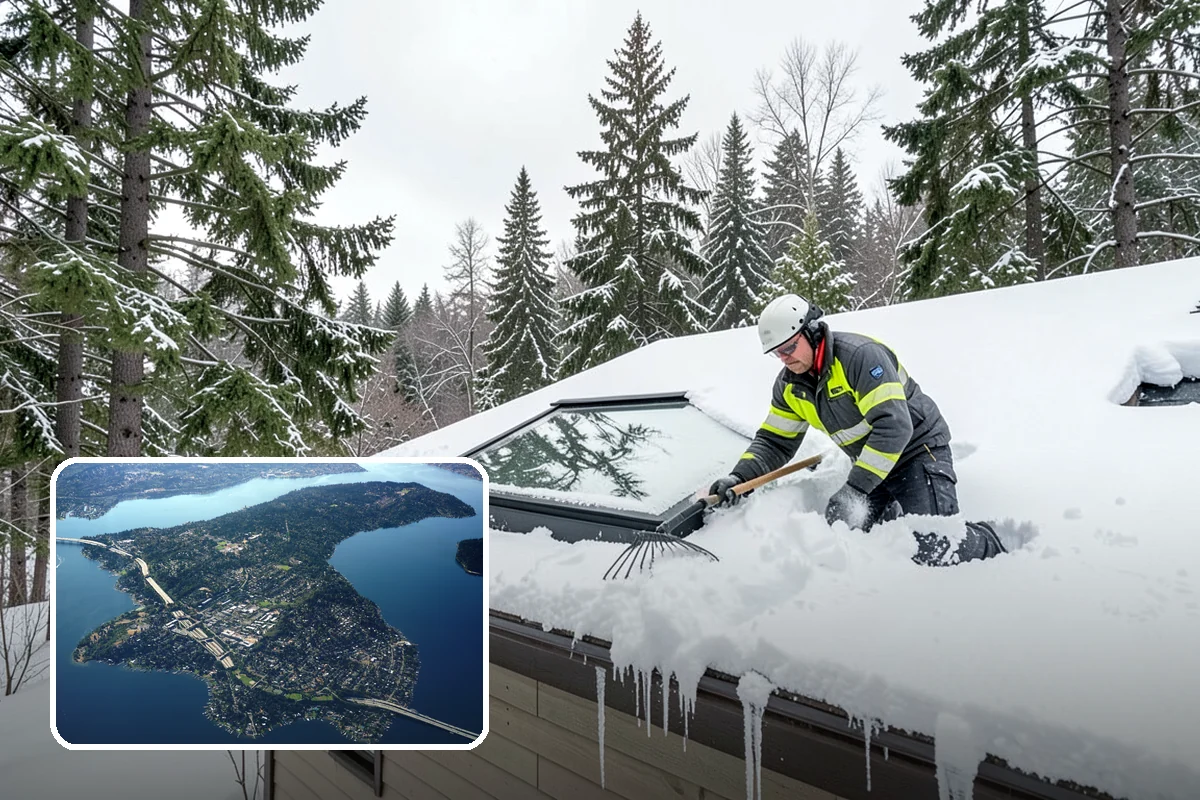 Auto Repair Shop Snow Removal in Mercer Island, King County, WA - Bay aprons and drive lanes cleared for vehicle access