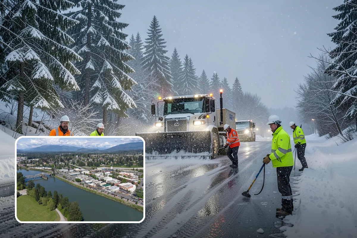 Auto Repair Shop Snow Removal in Mount Vernon, Skagit County, WA - Bay aprons and drive lanes cleared for vehicle access