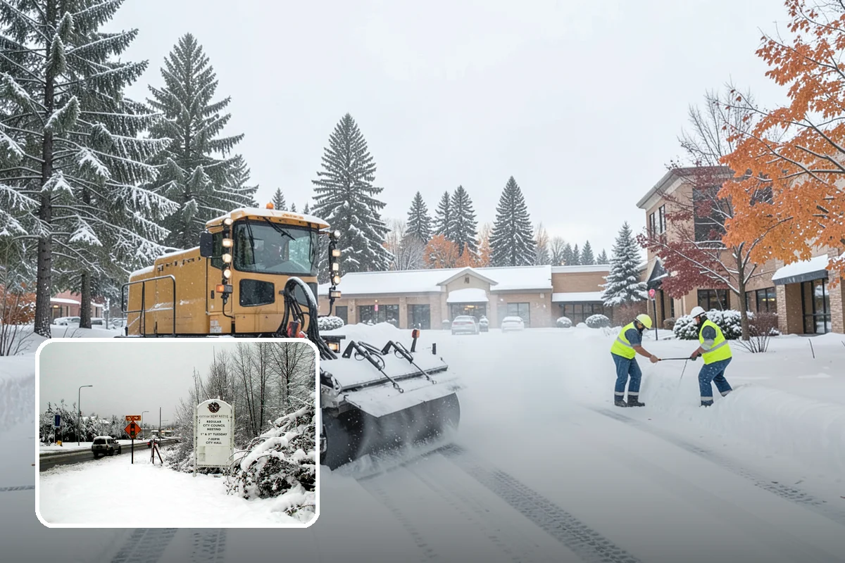 Auto Repair Shop Snow Removal in Newcastle, King County, WA - Bay aprons and drive lanes cleared for vehicle access