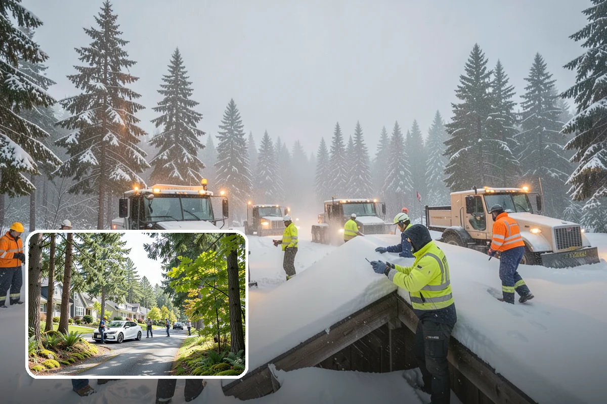 Auto Repair Shop Snow Removal in Normandy Park, King County, WA - Bay aprons and drive lanes cleared for vehicle access