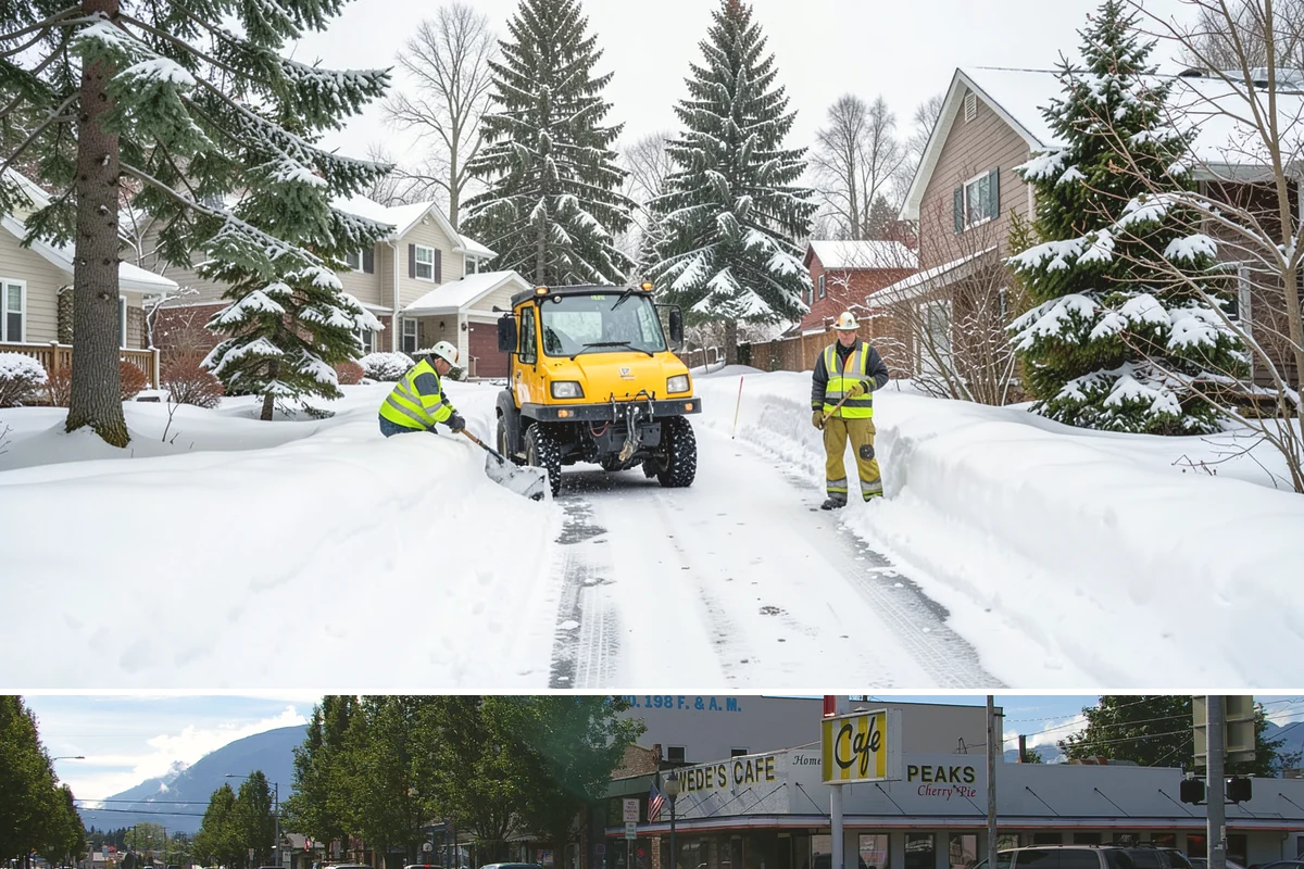 Auto Repair Shop Snow Removal in North Bend, King County, WA - Repair shops need clearing December through February when lowland aprons ice over on cold nights.
