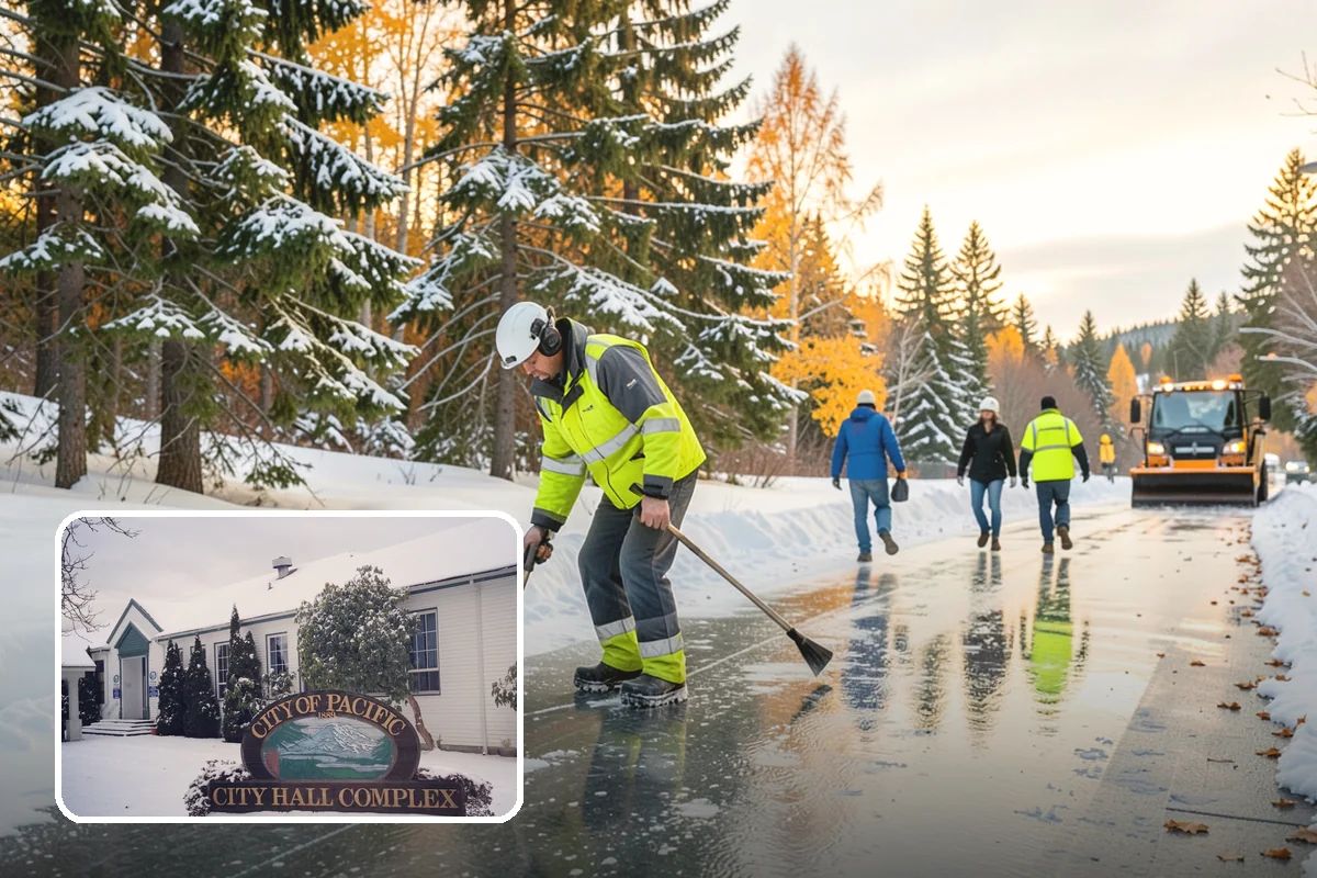 Auto Repair Shop Snow Removal in Pacific, King County, WA - Bay aprons and drive lanes cleared for vehicle access
