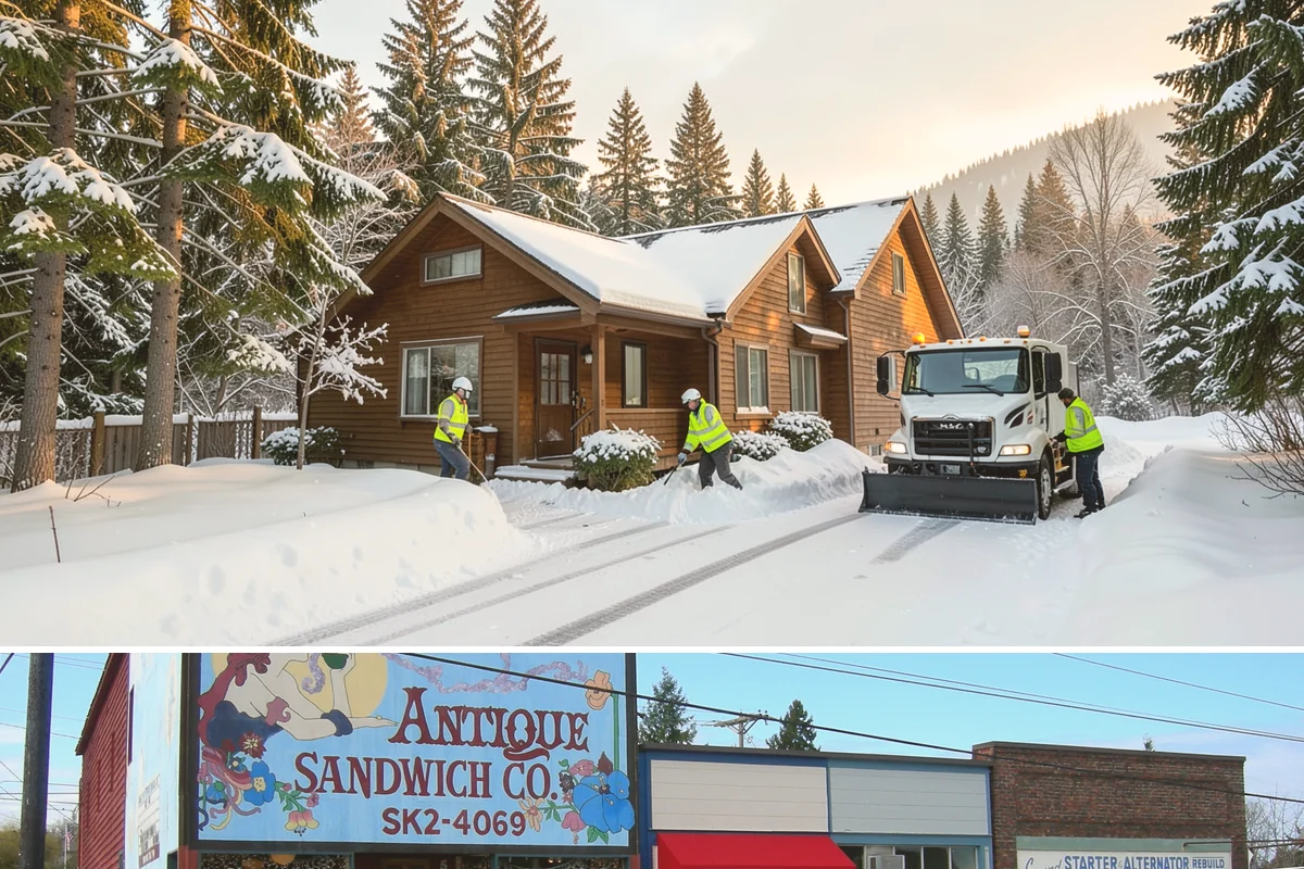 Auto Repair Shop Snow Removal in Ruston, Pierce County, WA - Repair shops need clearing December through February when lowland aprons ice over on cold nights.