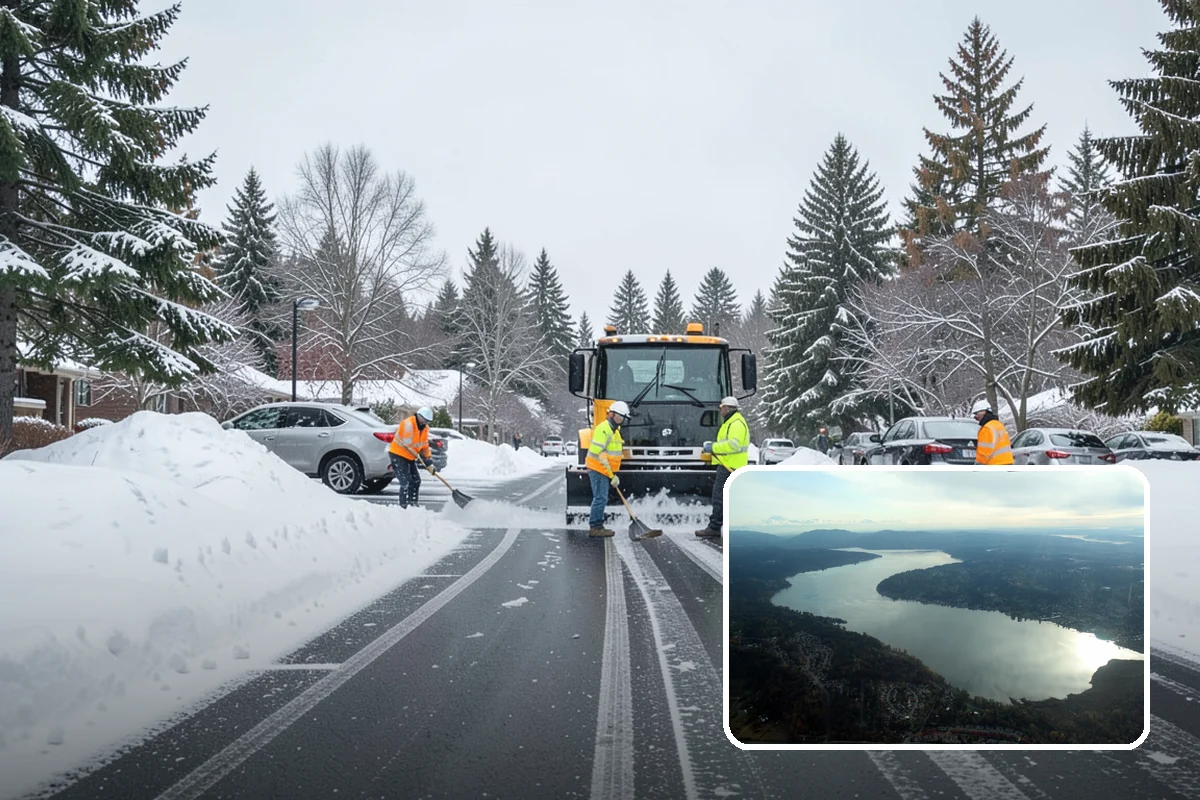 Auto Repair Shop Snow Removal in Sammamish, King County, WA - Bay aprons and drive lanes cleared for vehicle access