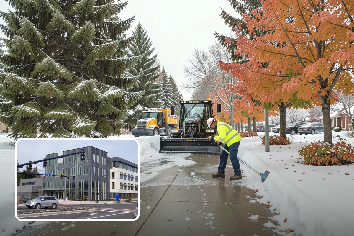 Auto Repair Shop Snow Removal in Shoreline, King County, WA - Bay aprons and drive lanes cleared for vehicle access