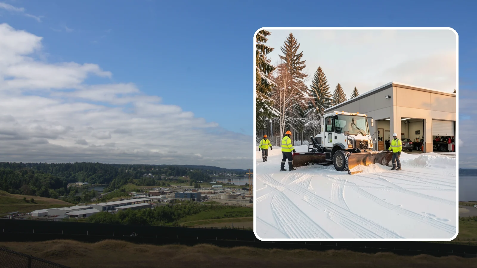 Auto Repair Shop Snow Removal in University Place, Pierce County, WA - We keep your bay approaches, customer parking, and lot clear so vehicles can get in and out of the shop the moment the snow stops.