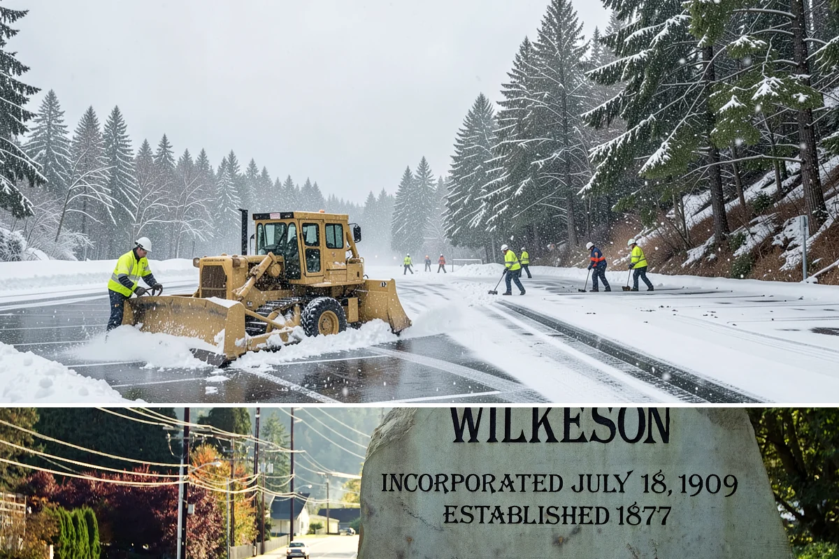 Auto Repair Shop Snow Removal in Wilkeson, Pierce County, WA - Repair shops need clearing December through February when lowland aprons ice over on cold nights.