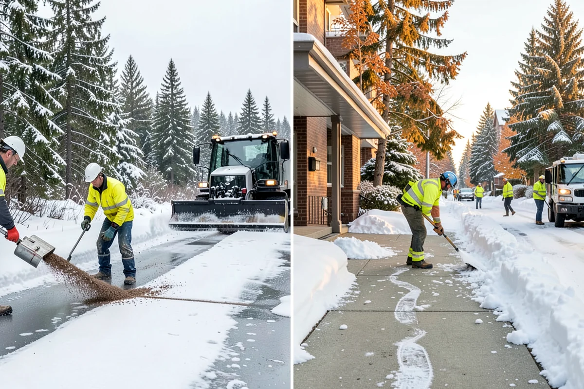 Back Patio Snow Removal in Arlington, Snohomish County, WA - We inspect the patio material and surrounding access points