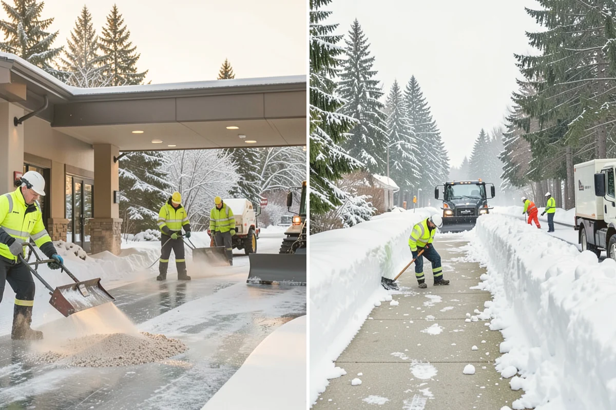 Back Patio Snow Removal in Fife, Pierce County, WA - We inspect the patio material and surrounding access points