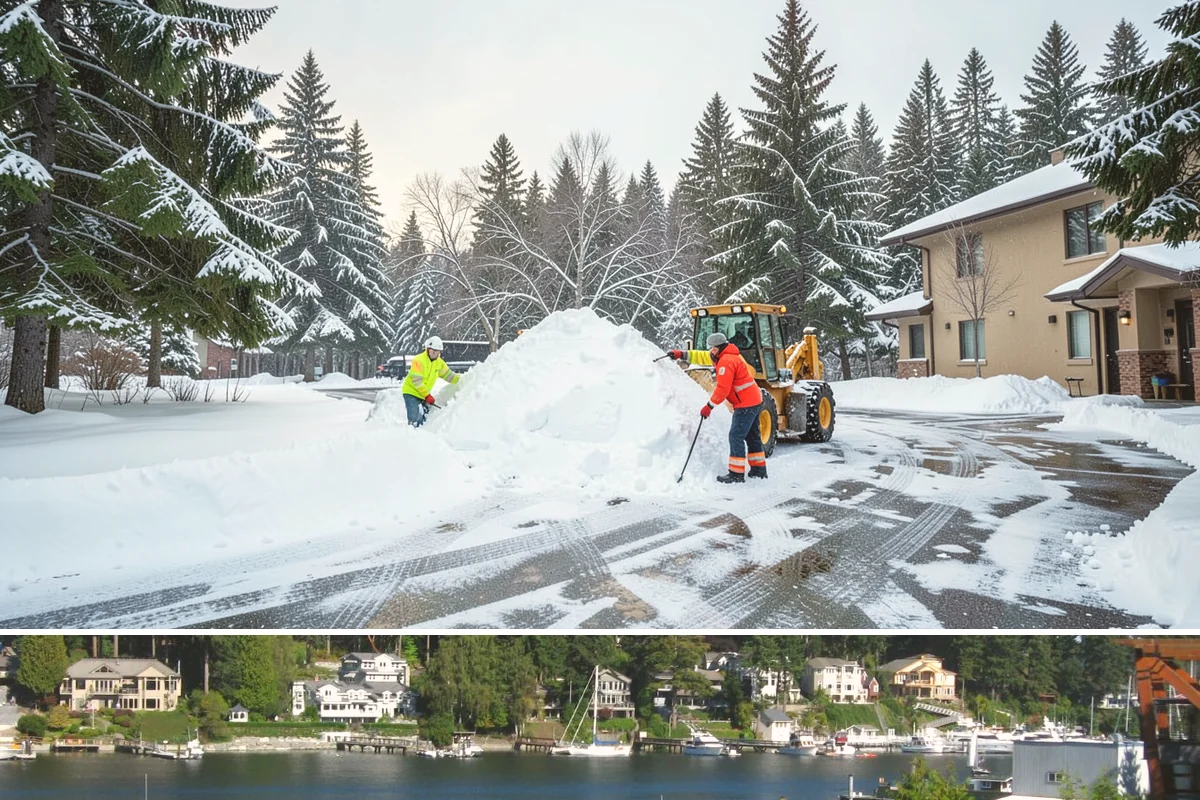 Back Patio Snow Removal in Gig Harbor, Pierce County, WA - Reserve your spot in early winter so the back of your home is covered when lowland snow arrives.