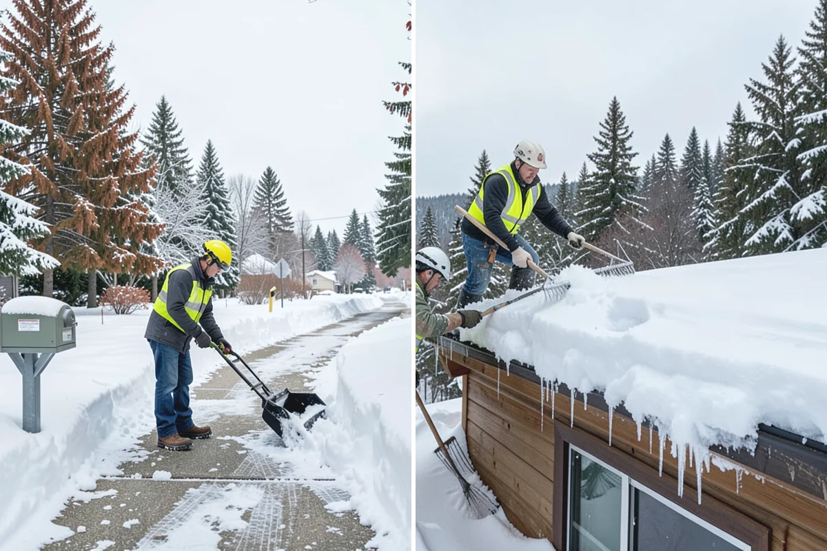 Back Patio Snow Removal in Hamilton, Skagit County, WA - We inspect the patio material and surrounding access points