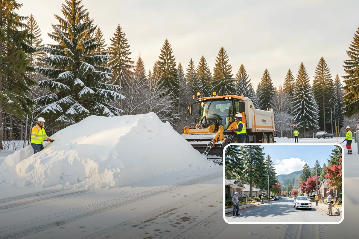 Back Patio Snow Removal in Hunts Point, King County, WA - Keeps everyday rear-yard routes usable in winter
