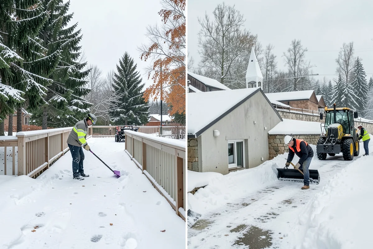 Back Patio Snow Removal in Hunts Point, King County, WA - We inspect the patio material and surrounding access points