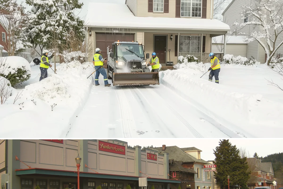 Back Patio Snow Removal in Issaquah, King County, WA - Reserve your spot in early winter so the back of your home is covered when lowland snow arrives.