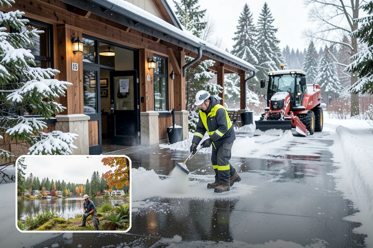 Back Patio Snow Removal in La Conner, Skagit County, WA - Keeps everyday rear-yard routes usable in winter