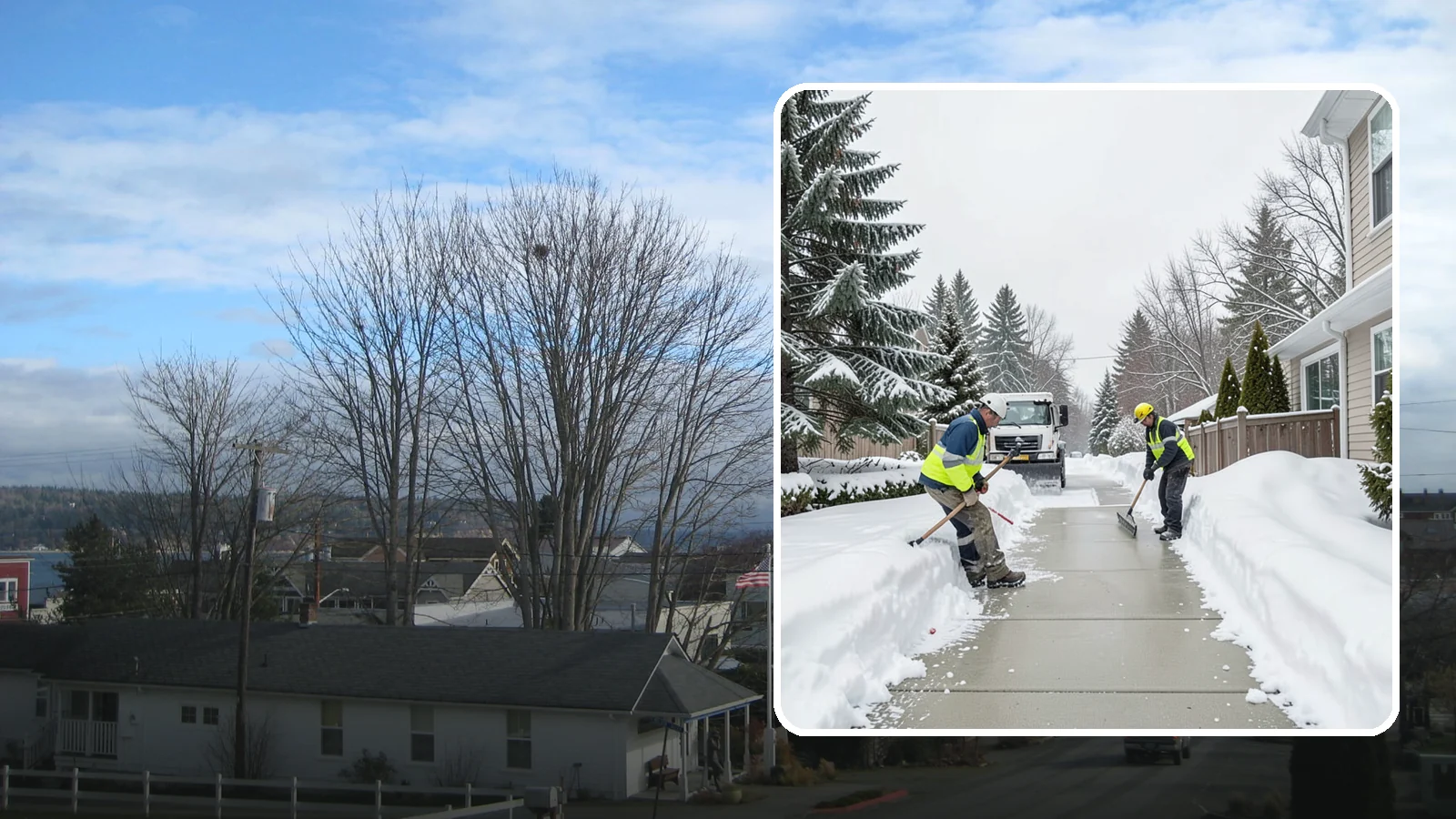 Back Patio Snow Removal in Langley, Island County, WA - We clear snow off back patios so your outdoor space and rear exits stay usable during a cold snap.