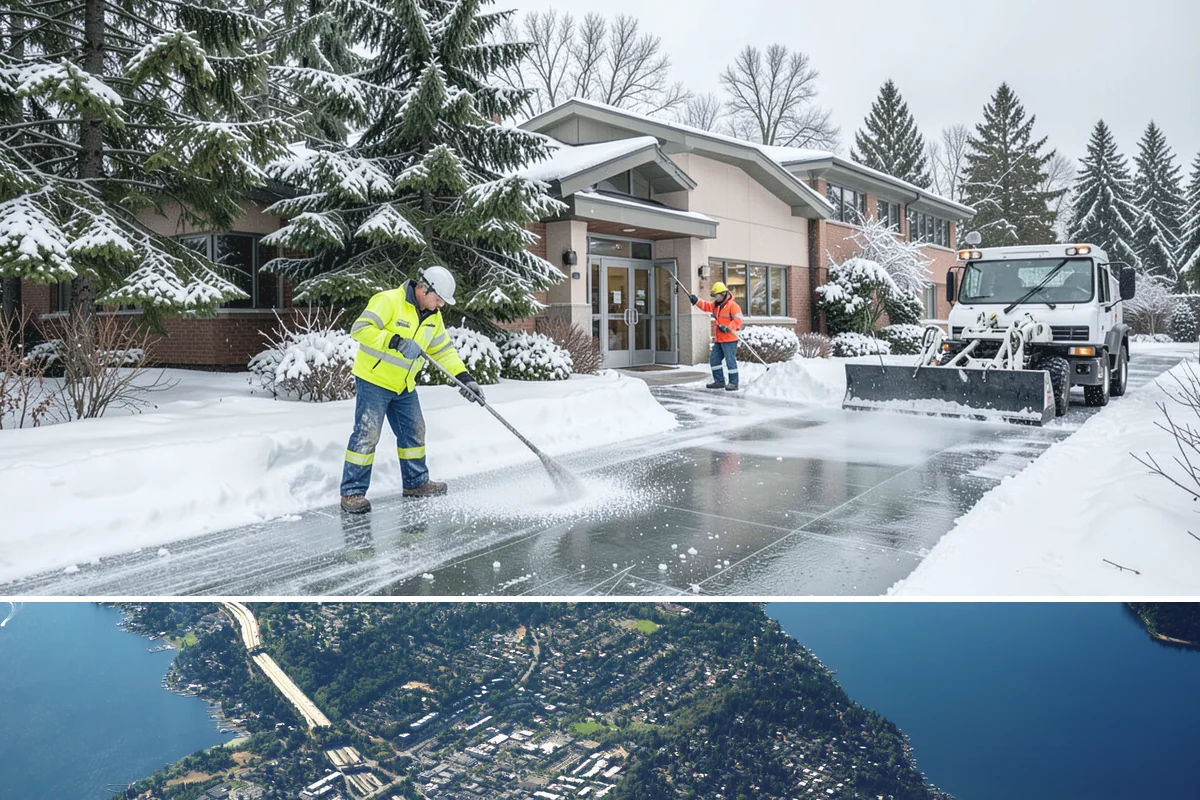 Back Patio Snow Removal in Mercer Island, King County, WA - Reserve your spot in early winter so the back of your home is covered when lowland snow arrives.
