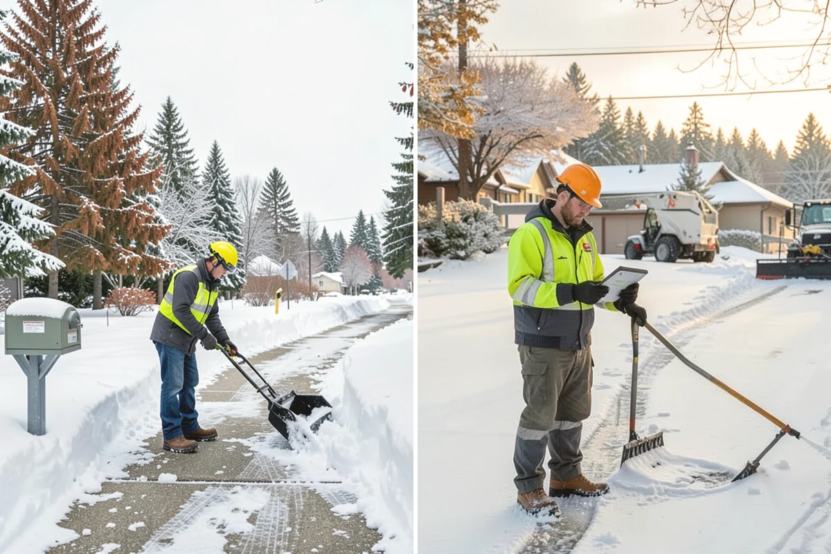 Back Patio Snow Removal in Mill Creek, Snohomish County, WA - We inspect the patio material and surrounding access points