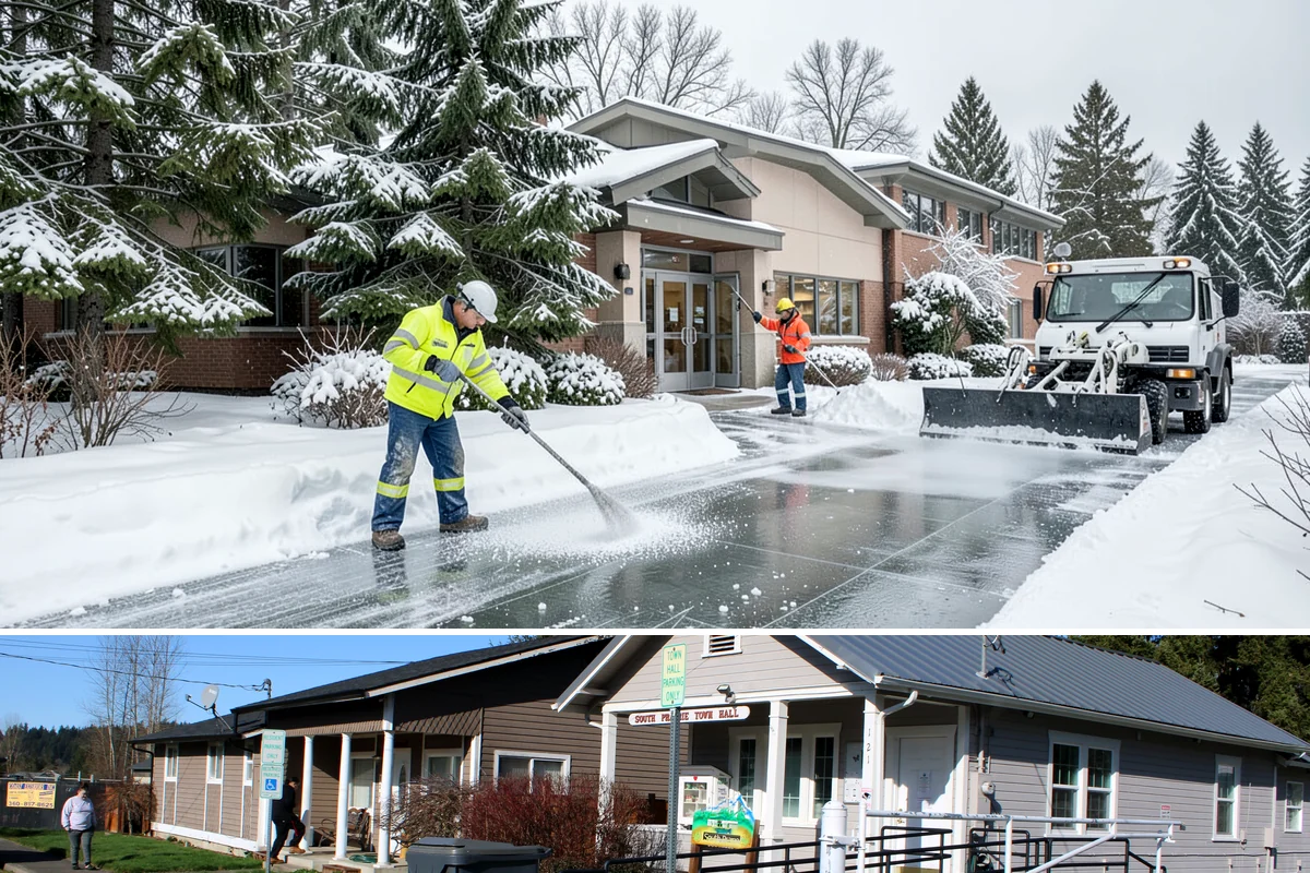 Back Patio Snow Removal in South Prairie, Pierce County, WA - Reserve your spot in early winter so the back of your home is covered when lowland snow arrives.