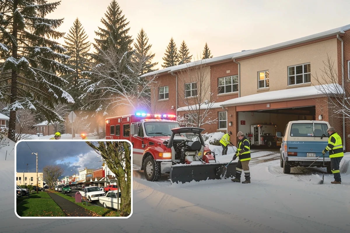 Backhoe Snow Removal in Arlington, Snohomish County, WA - Reach and force to move packed and piled snow