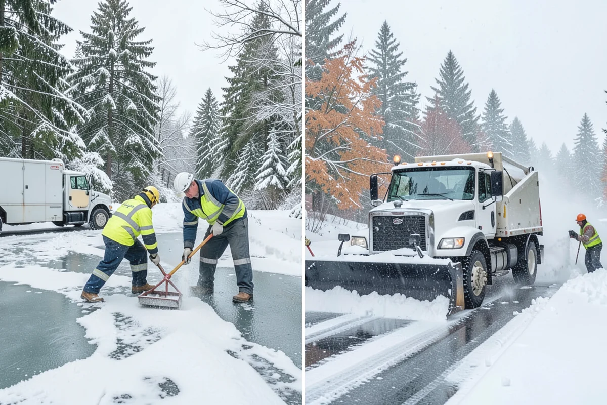 Backhoe Snow Removal in Auburn, King County, WA - Assess piled and compacted snow needing relocation