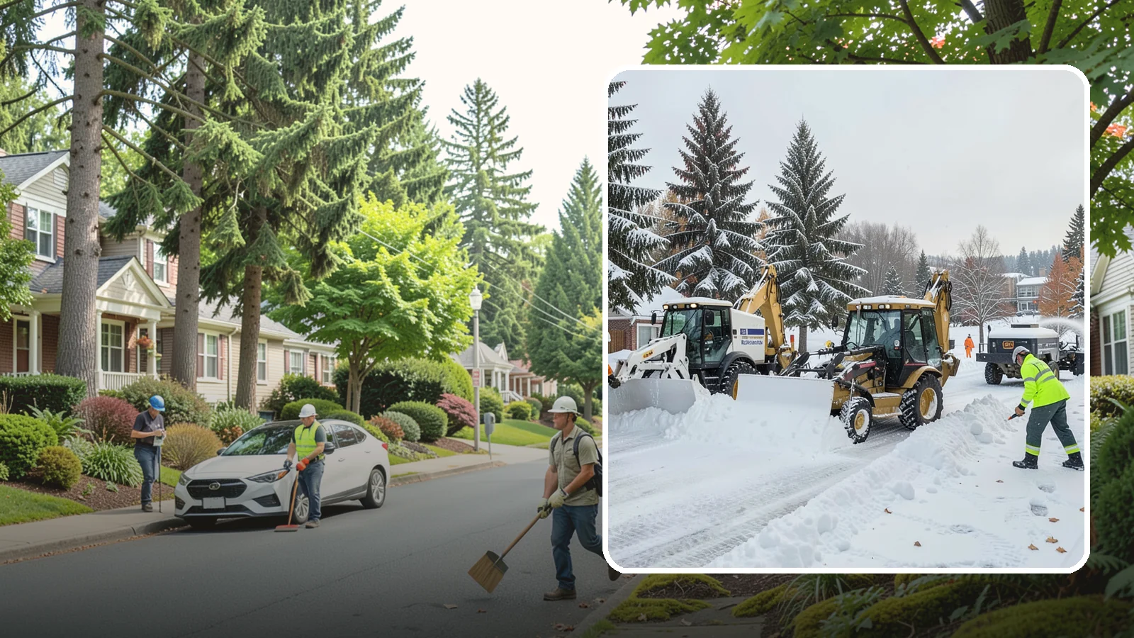 Backhoe Snow Removal in Beaux Arts Village, King County, WA - Our backhoes tackle deep, packed, and piled snow that lighter equipment cannot move.