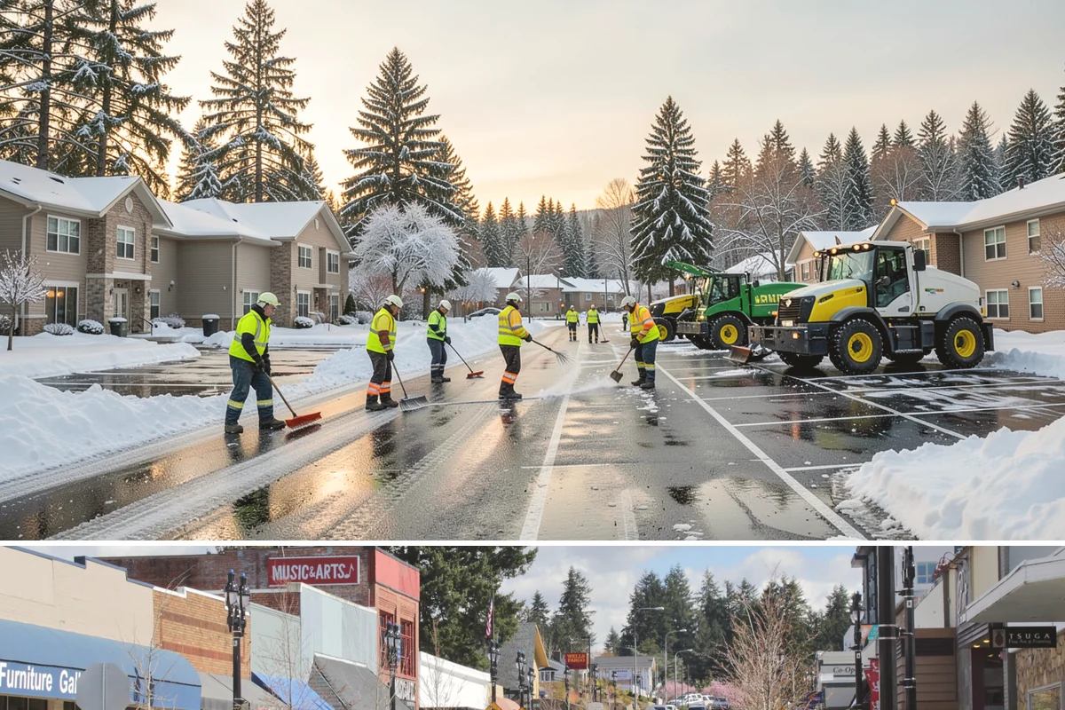 Backhoe Snow Removal in Bothell, King County, WA - Backhoe snow removal is typically needed mid-to-late winter, from January through February, after piles build across a storm...