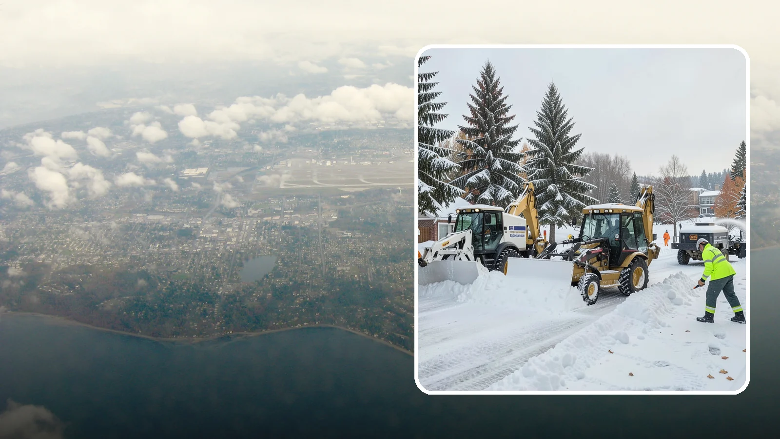 Backhoe Snow Removal in Burien, King County, WA - Our backhoes tackle deep, packed, and piled snow that lighter equipment cannot move.