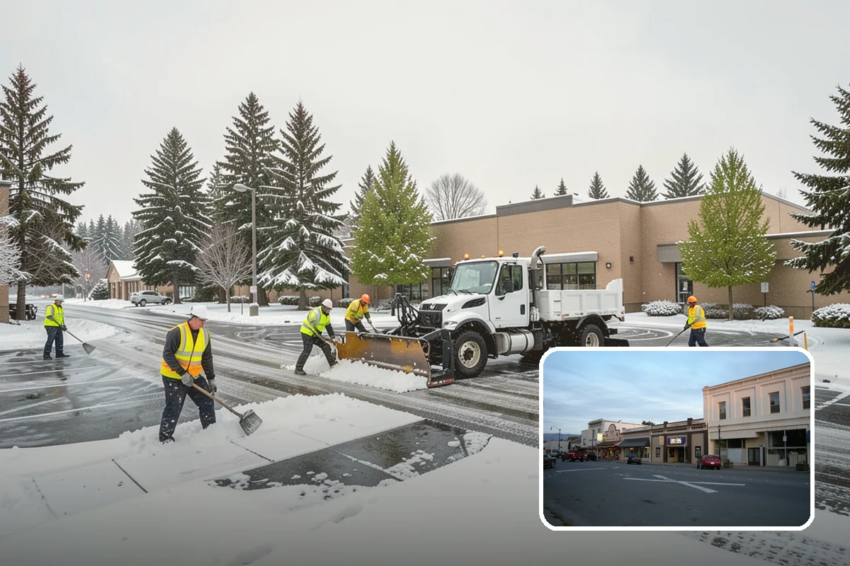 Backhoe Snow Removal in Burlington, Skagit County, WA - Reach and force to move packed and piled snow