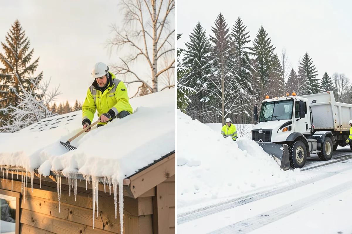Backhoe Snow Removal in Carnation, King County, WA - Assess piled and compacted snow needing relocation