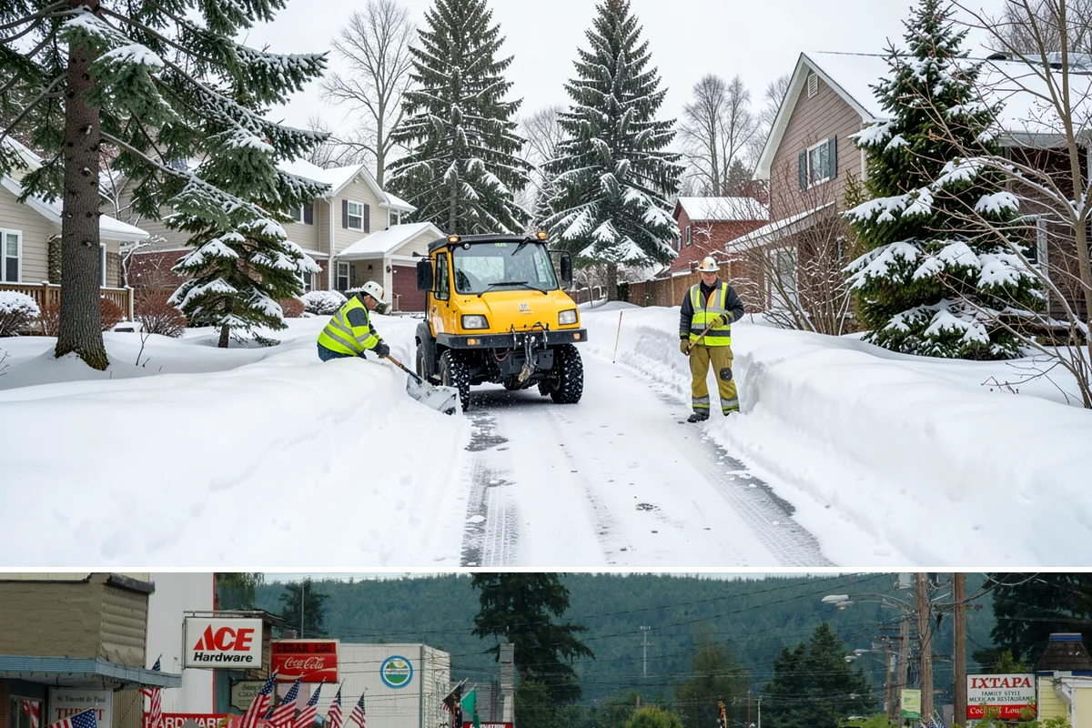 Backhoe Snow Removal in Carnation, King County, WA - Backhoe snow removal is typically needed mid-to-late winter, from January through February, after piles build across a storm...