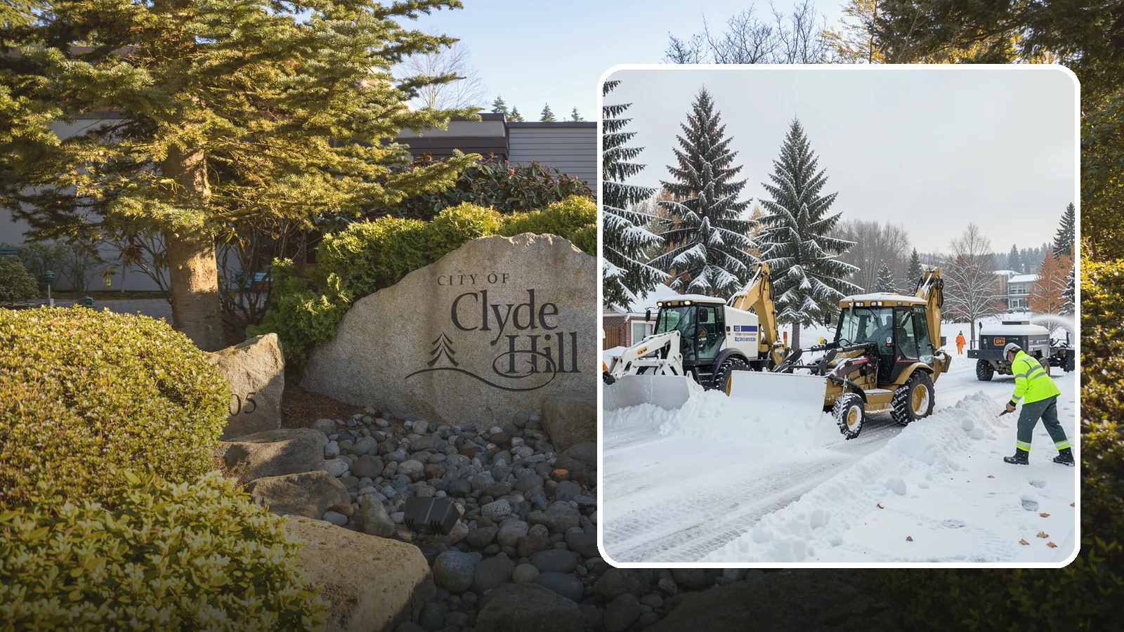 Backhoe Snow Removal in Clyde Hill, King County, WA - Our backhoes tackle deep, packed, and piled snow that lighter equipment cannot move.
