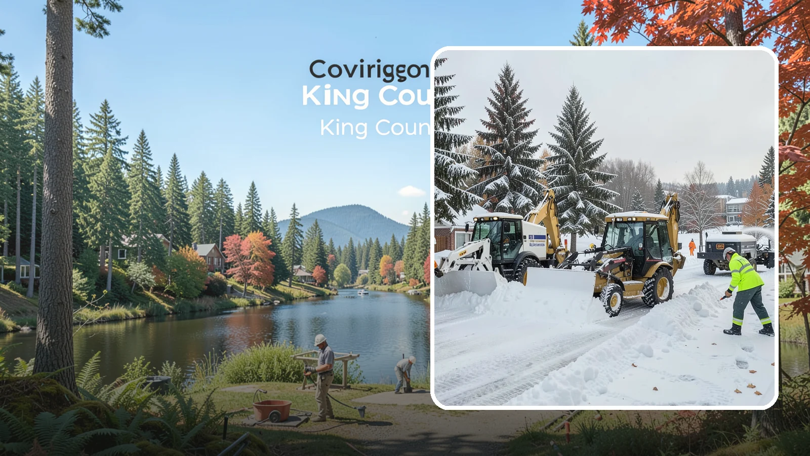Backhoe Snow Removal in Covington, King County, WA - Our backhoes tackle deep, packed, and piled snow that lighter equipment cannot move.