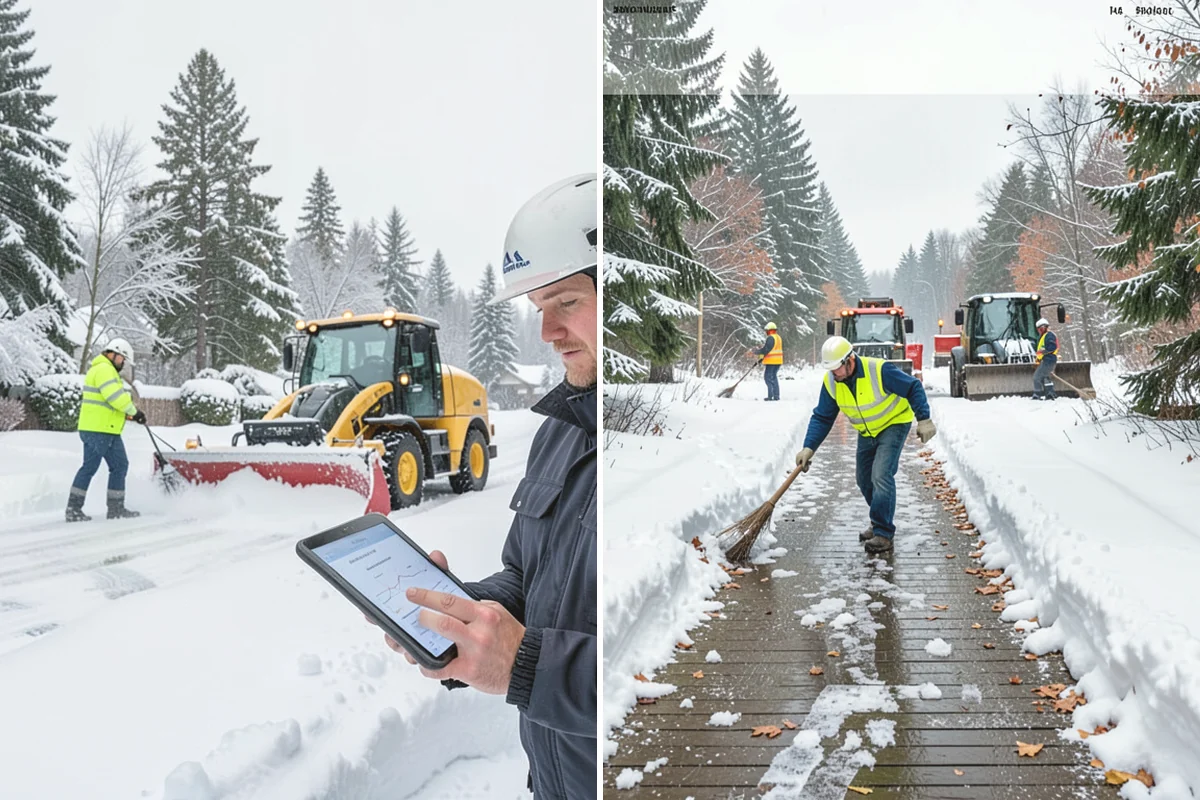 Backhoe Snow Removal in Covington, King County, WA - Assess piled and compacted snow needing relocation